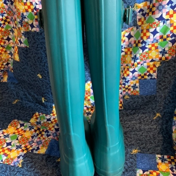 Hunter tall classic turquoise rain boots 6 - Picture 4 of 7
